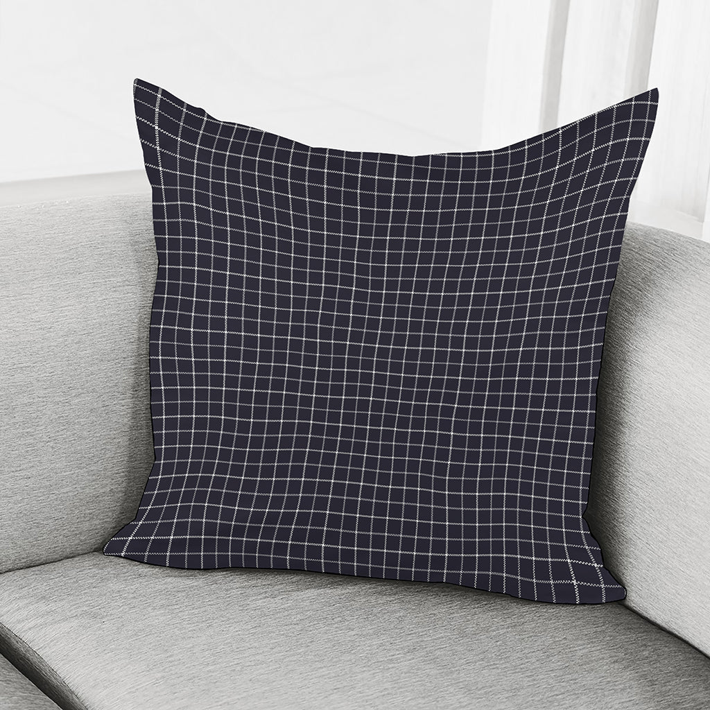 Navy Tattersall Pattern Print Pillow Cover