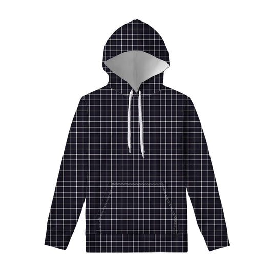 Navy Tattersall Pattern Print Pullover Hoodie