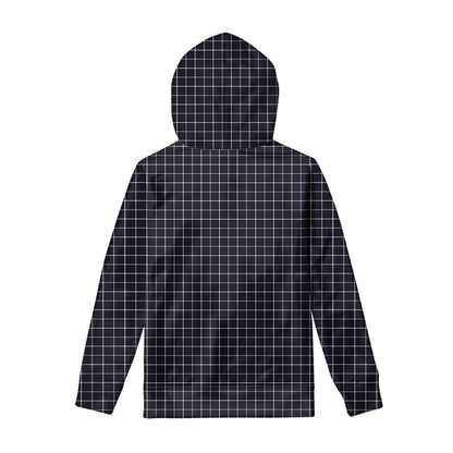 Navy Tattersall Pattern Print Pullover Hoodie