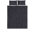 Navy Tattersall Pattern Print Quilt Bed Set