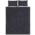 Navy Tattersall Pattern Print Quilt Bed Set