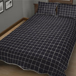 Navy Tattersall Pattern Print Quilt Bed Set