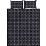Navy Tattersall Pattern Print Quilt Bed Set