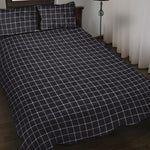 Navy Tattersall Pattern Print Quilt Bed Set