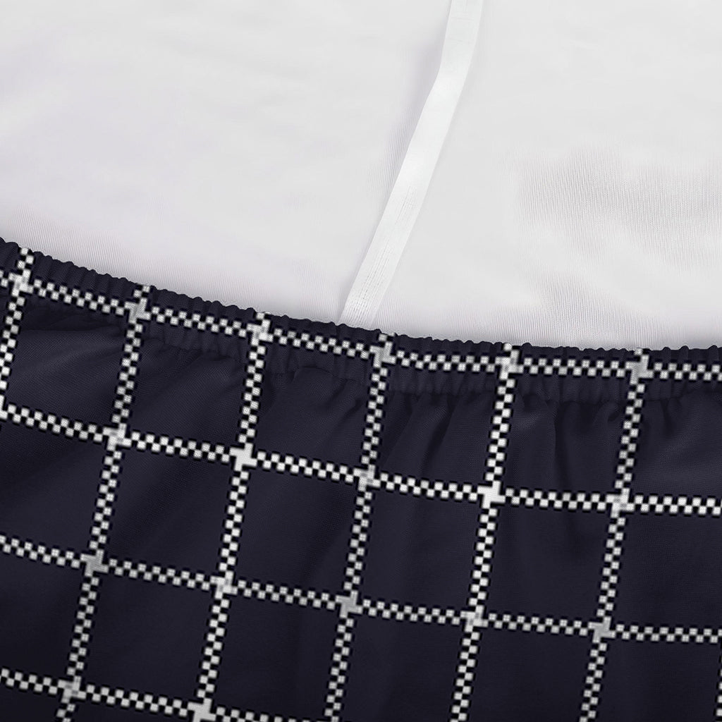 Navy Tattersall Pattern Print Sofa Cover