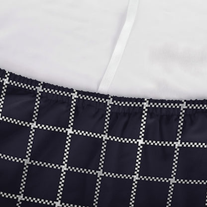 Navy Tattersall Pattern Print Sofa Cover