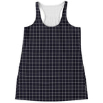 Navy Tattersall Pattern Print Women's Racerback Tank Top