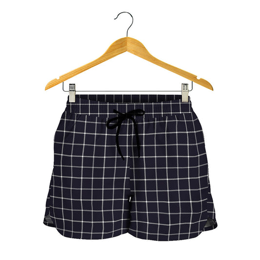 Navy Tattersall Pattern Print Women's Shorts