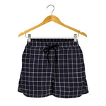 Navy Tattersall Pattern Print Women's Shorts