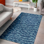 Navy Tiger Stripe Camo Pattern Print Area Rug