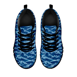 Navy Tiger Stripe Camo Pattern Print Black Sneakers