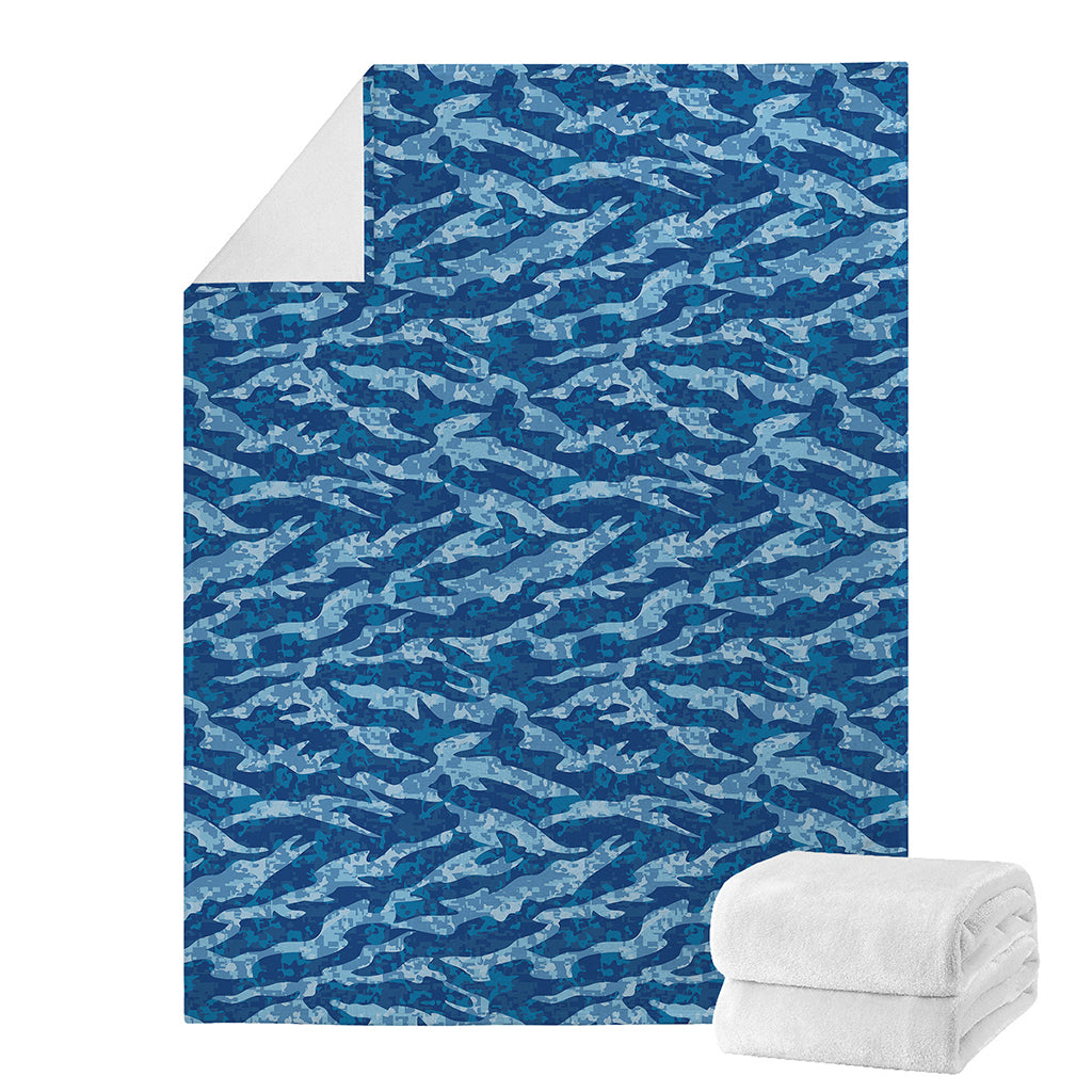 Navy Tiger Stripe Camo Pattern Print Blanket