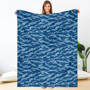 Navy Tiger Stripe Camo Pattern Print Blanket