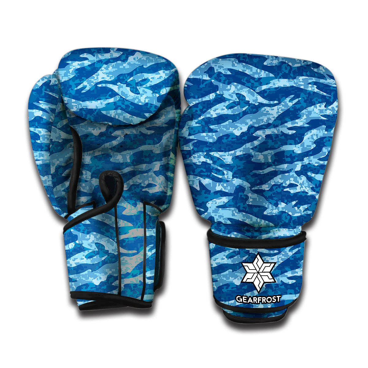 Navy Tiger Stripe Camo Pattern Print Boxing Gloves