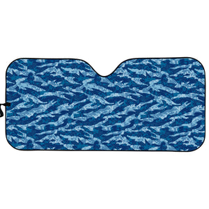 Navy Tiger Stripe Camo Pattern Print Car Sun Shade