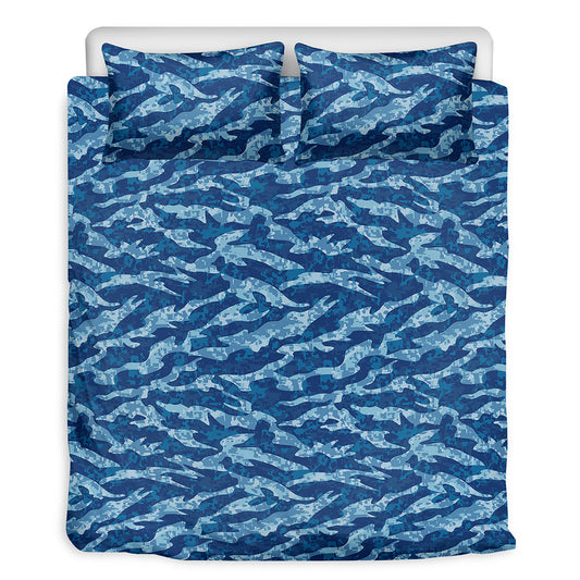 Navy Tiger Stripe Camo Pattern Print Duvet Cover Bedding Set