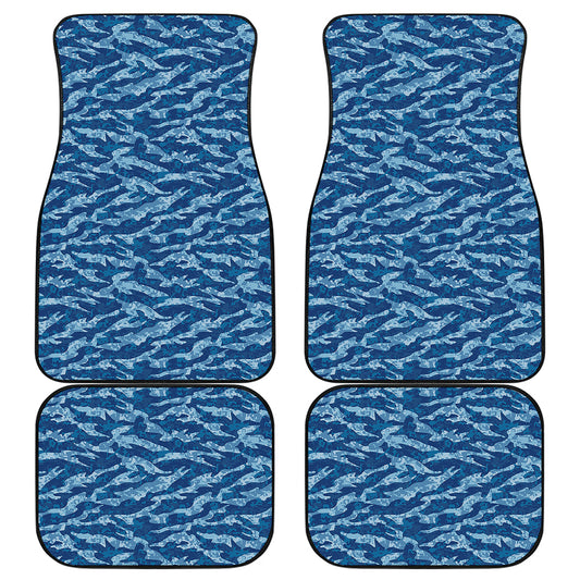 Navy Tiger Stripe Camo Pattern Print Front and Back Car Floor Mats