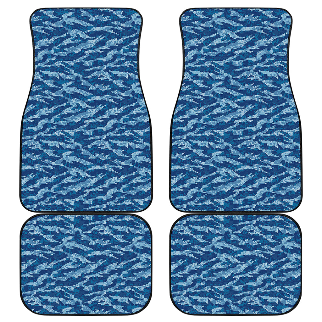 Navy Tiger Stripe Camo Pattern Print Front and Back Car Floor Mats