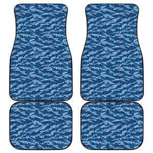 Navy Tiger Stripe Camo Pattern Print Front and Back Car Floor Mats