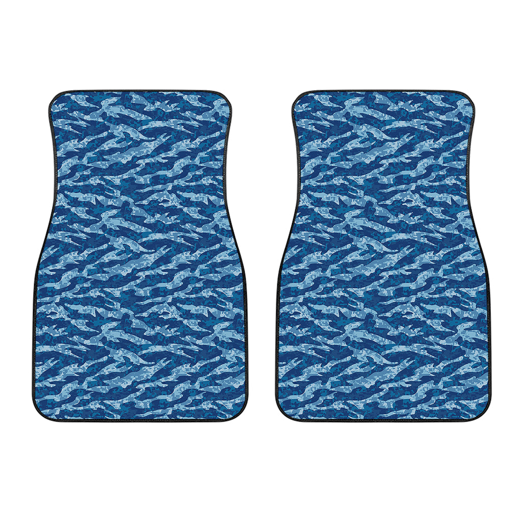 Navy Tiger Stripe Camo Pattern Print Front Car Floor Mats