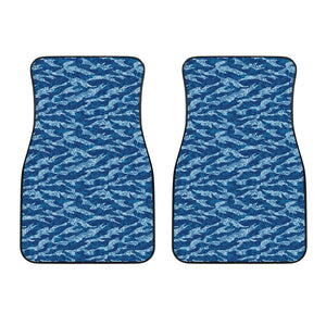 Navy Tiger Stripe Camo Pattern Print Front Car Floor Mats