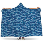 Navy Tiger Stripe Camo Pattern Print Hooded Blanket