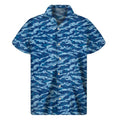 Navy Tiger Stripe Camo Pattern Print Men's Short Sleeve Shirt