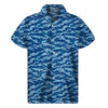 Navy Tiger Stripe Camo Pattern Print Men's Short Sleeve Shirt