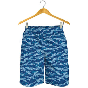 Navy Tiger Stripe Camo Pattern Print Men's Shorts