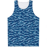 Navy Tiger Stripe Camo Pattern Print Men's Tank Top