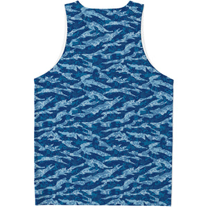 Navy Tiger Stripe Camo Pattern Print Men's Tank Top
