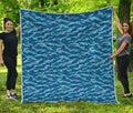 Navy Tiger Stripe Camo Pattern Print Quilt