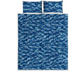 Navy Tiger Stripe Camo Pattern Print Quilt Bed Set