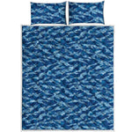 Navy Tiger Stripe Camo Pattern Print Quilt Bed Set