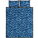 Navy Tiger Stripe Camo Pattern Print Quilt Bed Set