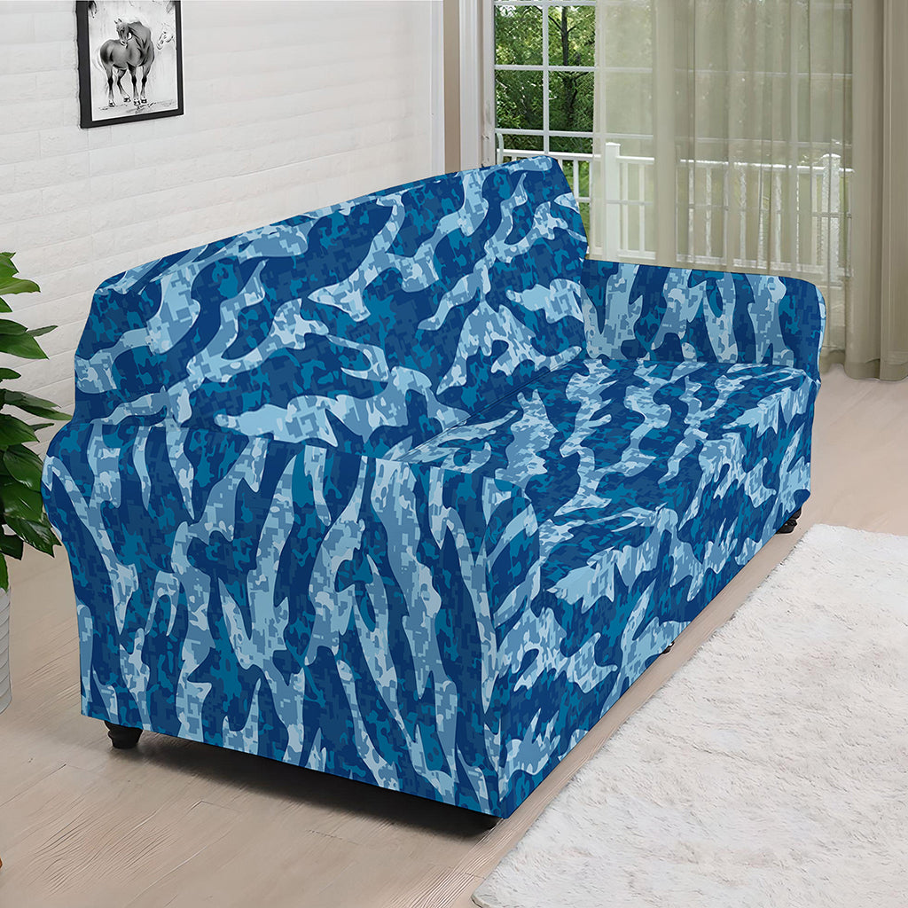 Navy Tiger Stripe Camo Pattern Print Sofa Cover