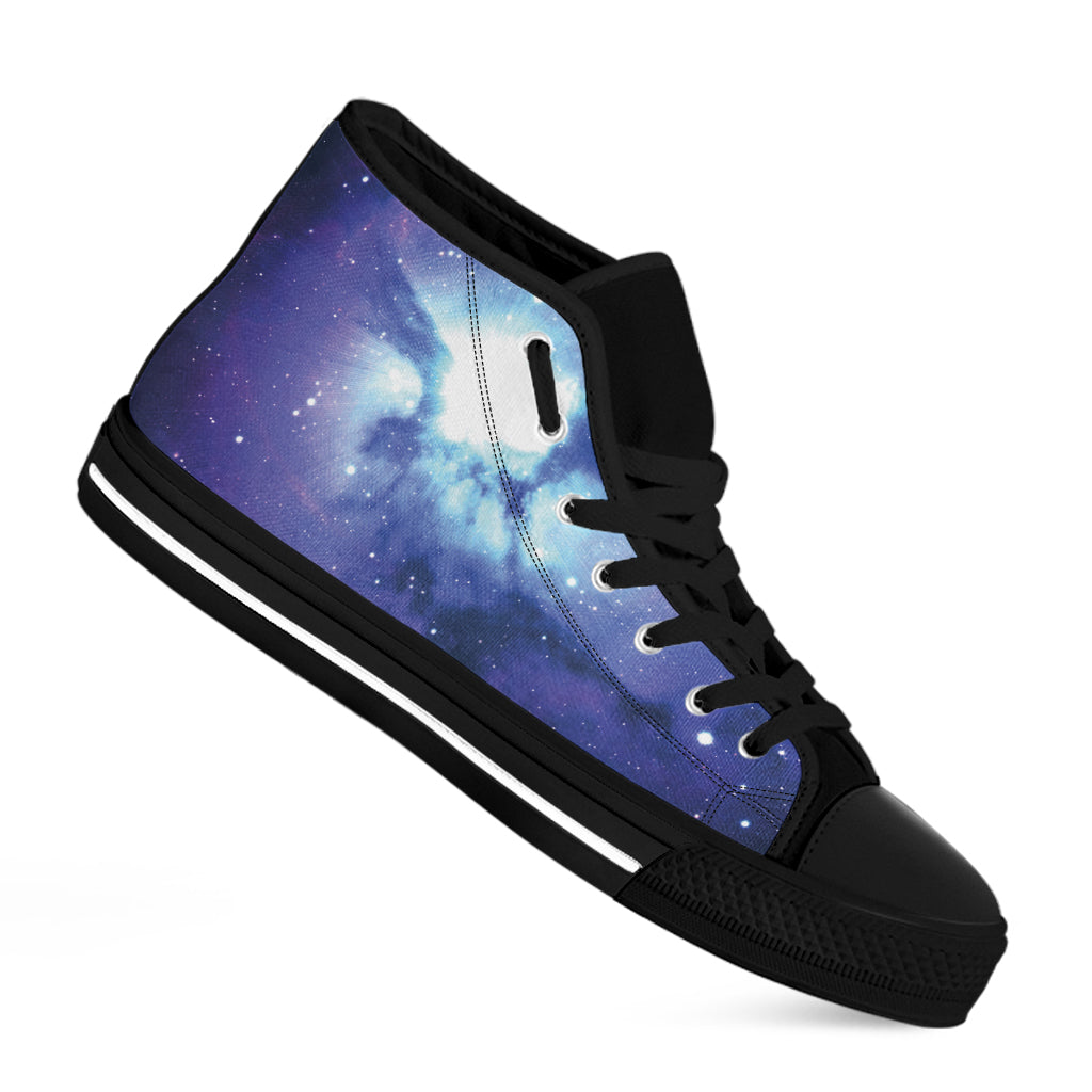 Nebula Space Print Black High Top Shoes
