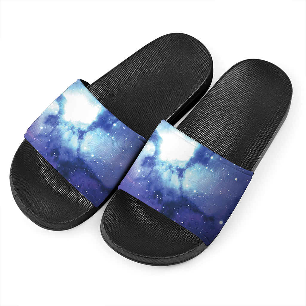Nebula Space Print Black Slide Sandals