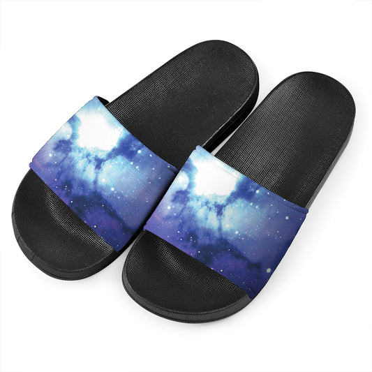 Nebula Space Print Black Slide Sandals