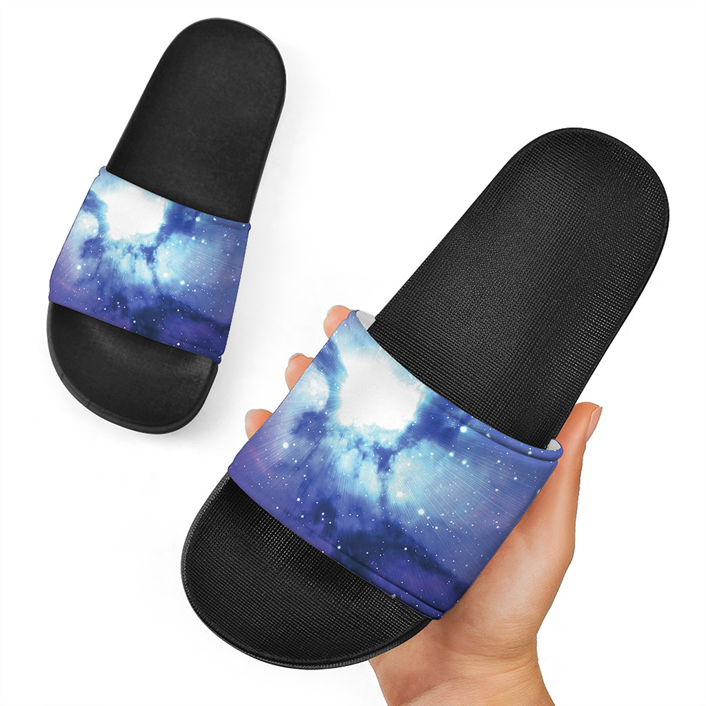 Nebula Space Print Black Slide Sandals