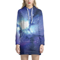 Nebula Space Print Pullover Hoodie Dress