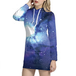 Nebula Space Print Hoodie Dress