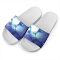 Nebula Space Print White Slide Sandals