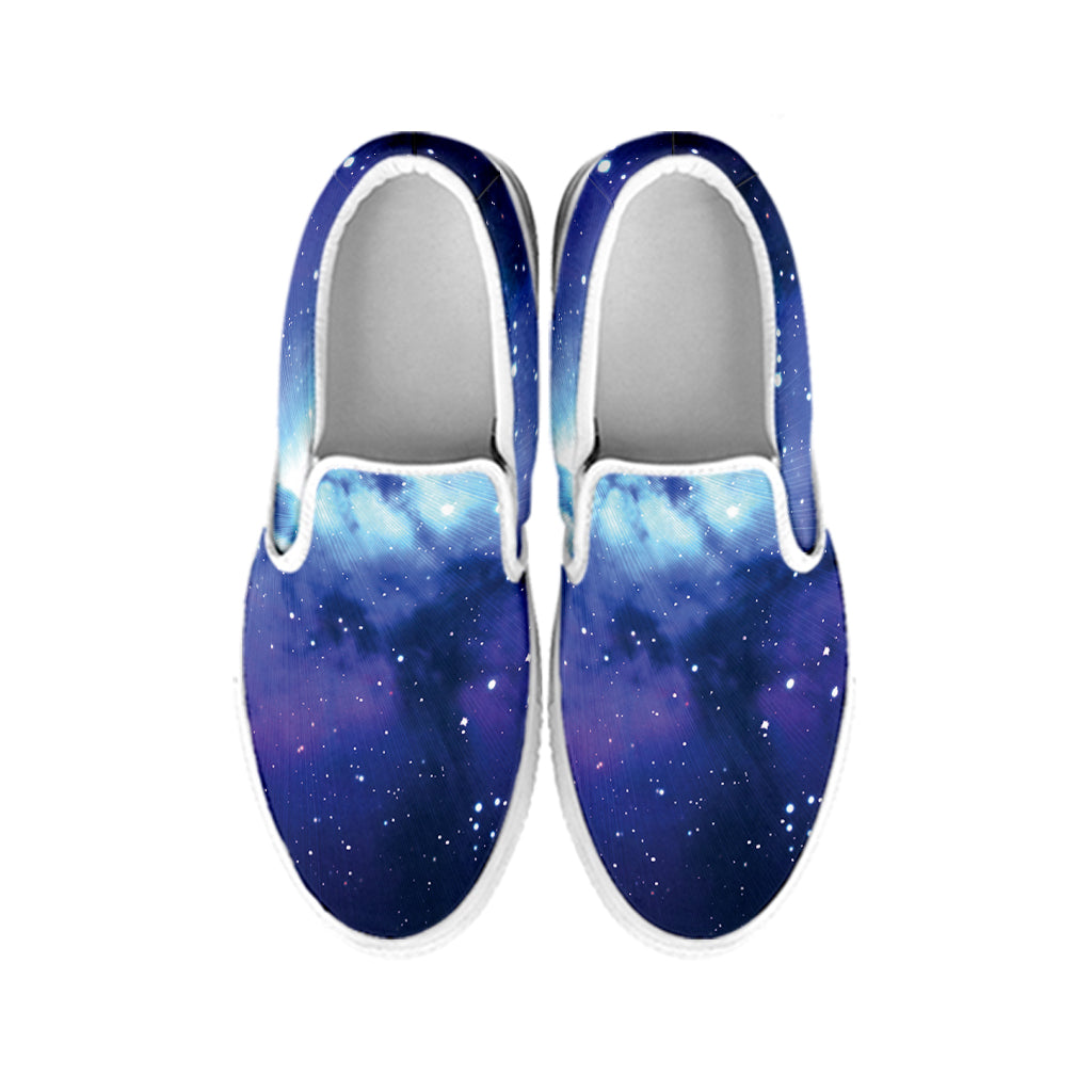 Nebula Space Print White Slip On Shoes