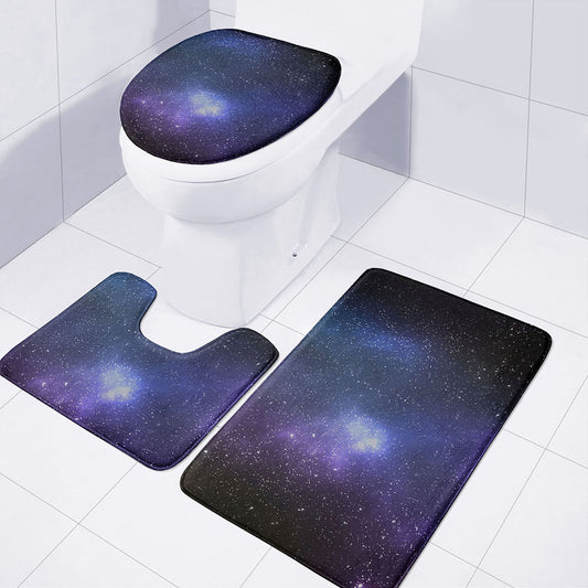 Nebula Universe Galaxy Deep Space Print 3 Piece Bath Mat Set