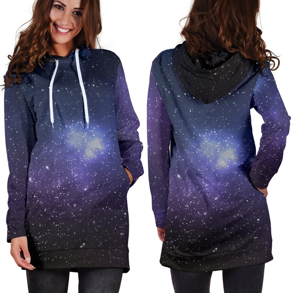 Nebula Universe Galaxy Deep Space Print Hoodie Dress GearFrost