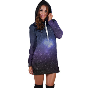 Nebula Universe Galaxy Deep Space Print Hoodie Dress GearFrost
