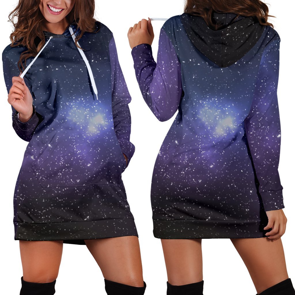 Nebula Universe Galaxy Deep Space Print Hoodie Dress GearFrost