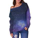Nebula Universe Galaxy Deep Space Print Off Shoulder Sweatshirt GearFrost