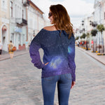 Nebula Universe Galaxy Deep Space Print Off Shoulder Sweatshirt GearFrost